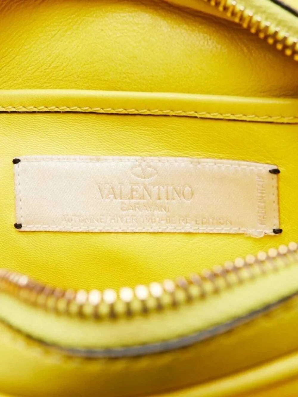 Valentino Yellow Leather Logo-Go Bag